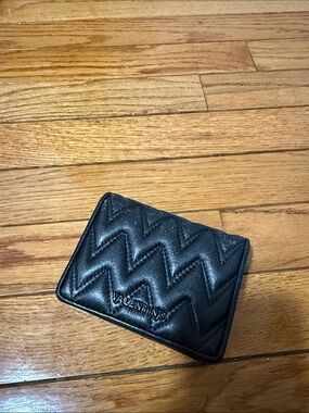 Valentino Black Quilted Chevron Card Case